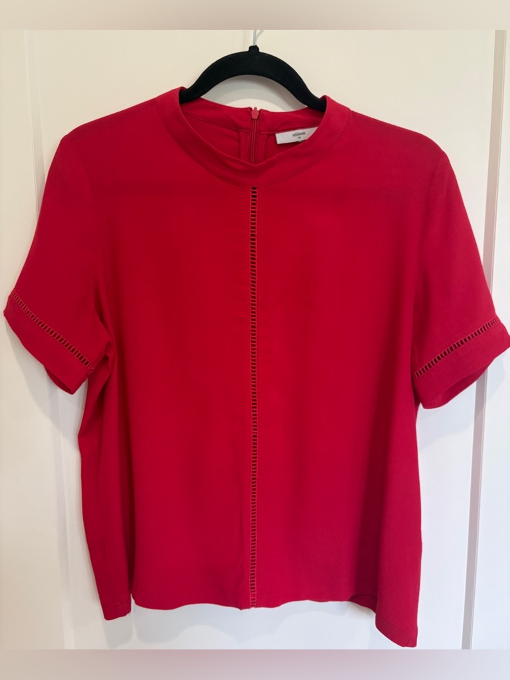 Minimum Red Short-Sleeve Mock Neck Top